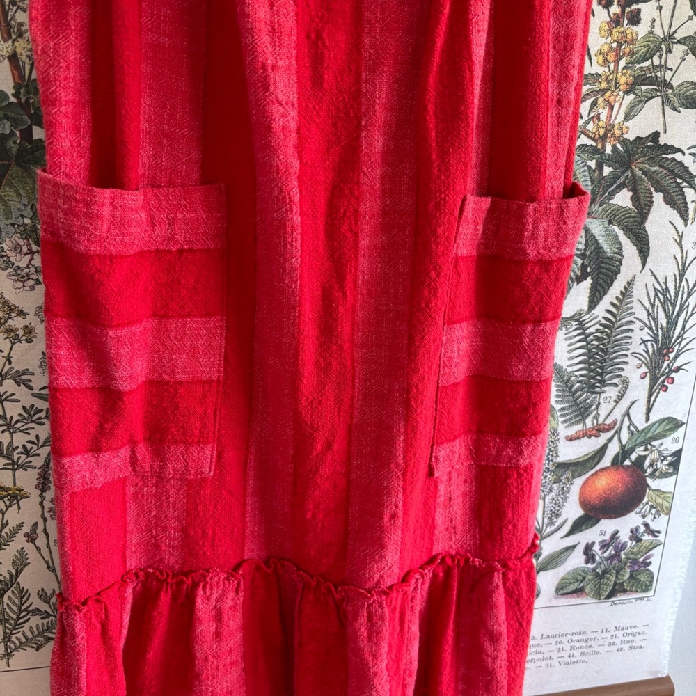 Maeve Vibrant Red Cotton Midi Dress Small - Picture 2 of 7